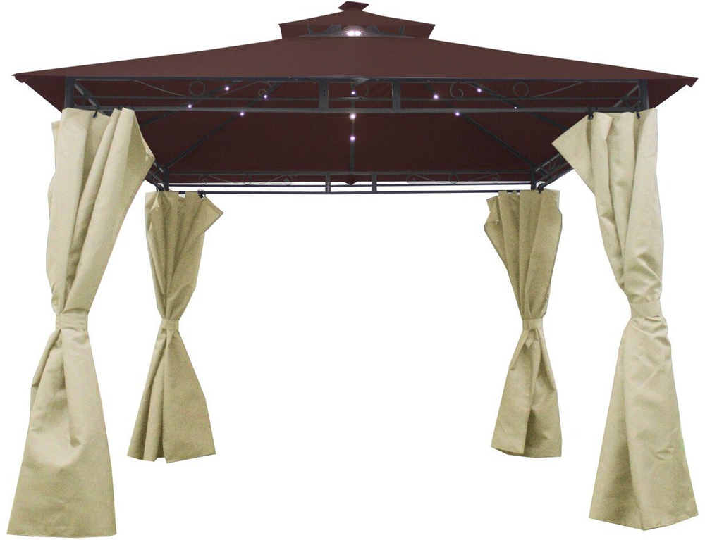 Шатер садовый Бангкок 3х3,65м h2,75м, стойка d37мм, подсветка 32 LED, сталь/полиэстер, DU829-1