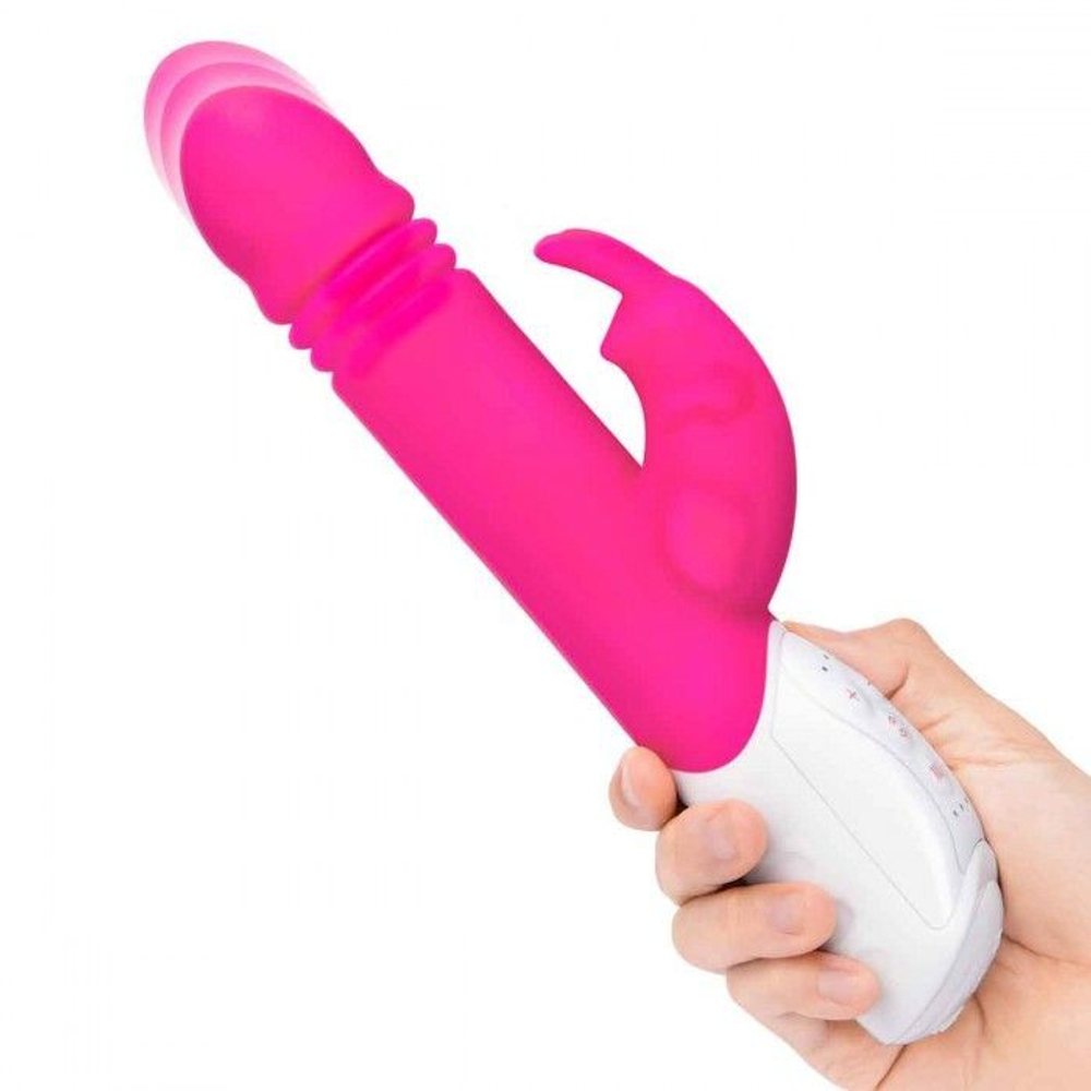 Розовый пульсирующий вибромассажер G-Spot Thrusting Rabbit - 24 см. (Цвет: розовый)