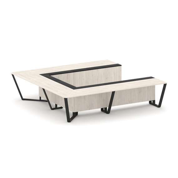 Steel Meet Стол переговорный П-образный KMK-PR.B.SP-11P Денвер Светлый/Графит Глянец/Металл Черный 3