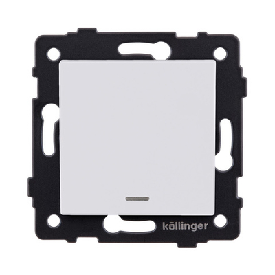 Выключатель 1-клавишный проходной 10А/250В с LED подсветкой, белый матовый Kollinger REA-S-004WM для Aspekt, Eleganz, Reflex