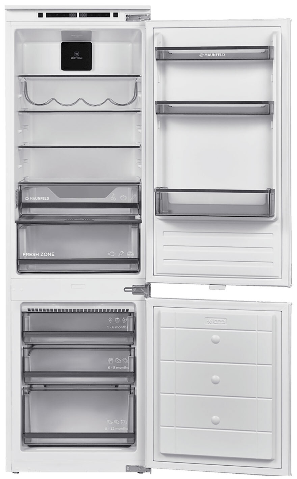 Встраиваемый двухкамерный холодильник Maunfeld MBF177NFFWGR Inverter