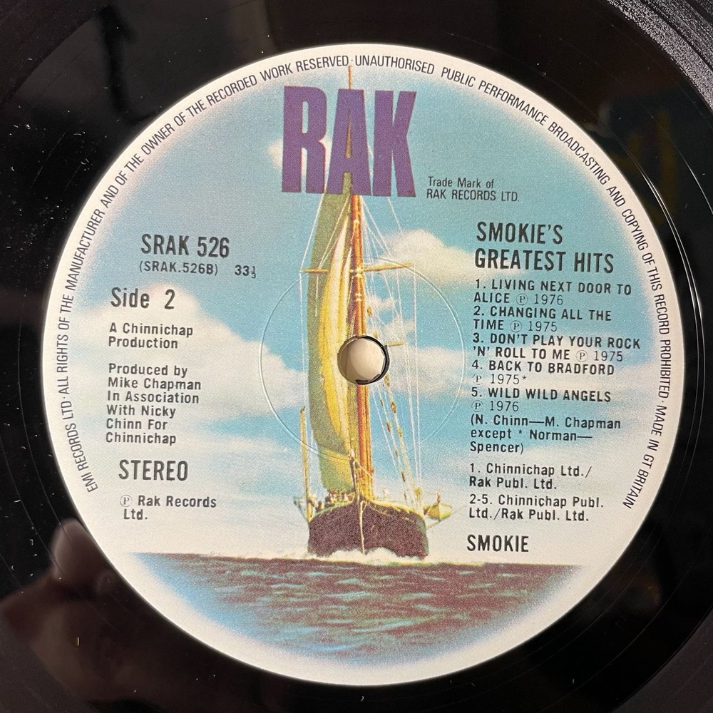 Винтажная виниловая пластинка LP Smokie Смоуки Greatest Hits (UK 1977) I'll Meet You At Midnight