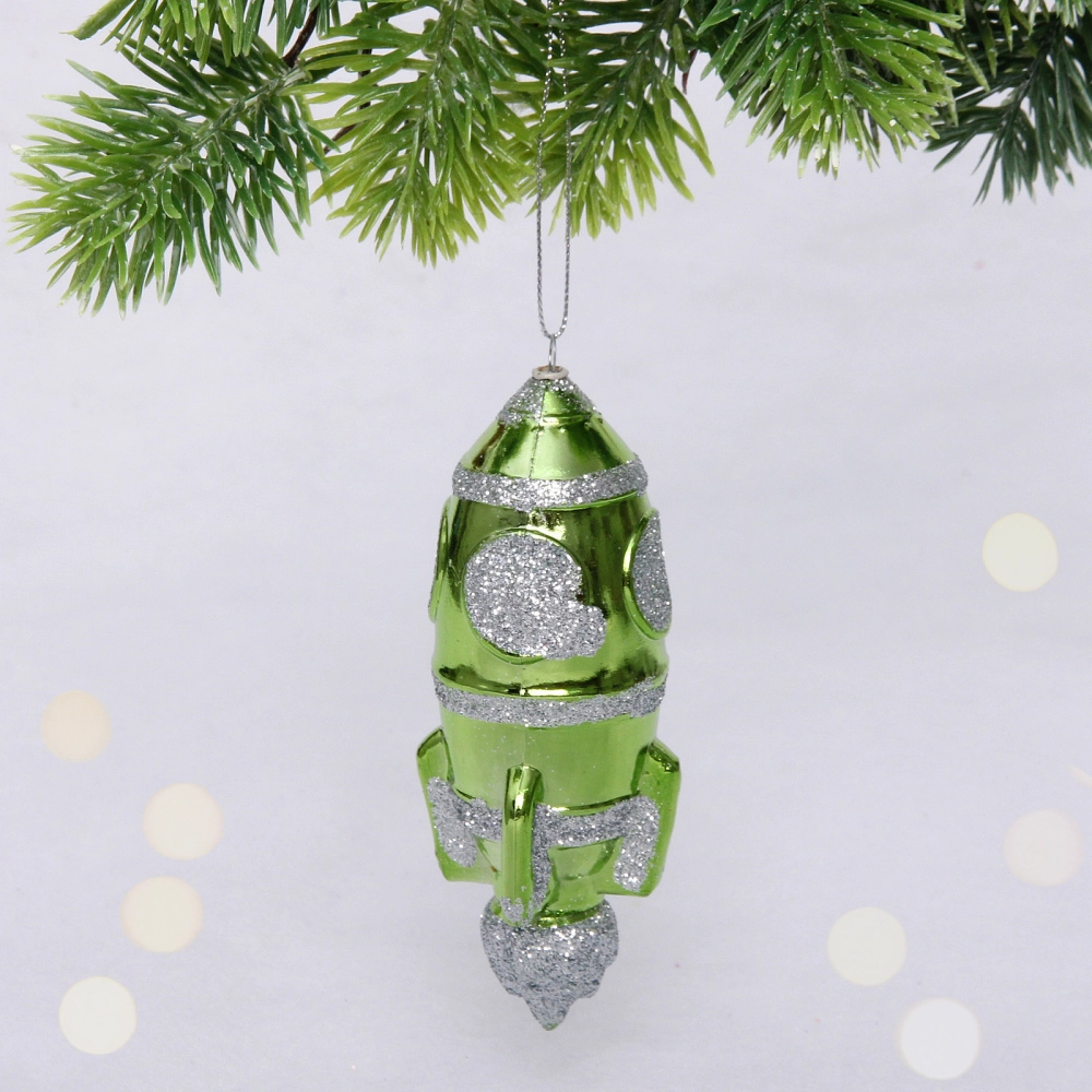 Елочная игрушка «Новогодняя ракета» 12*5*5 см, зеленый