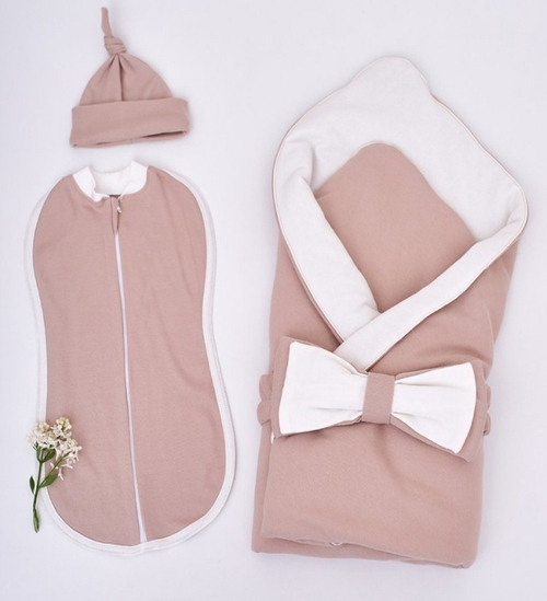 Комплект на выписку + кокон (лето, коричневый)