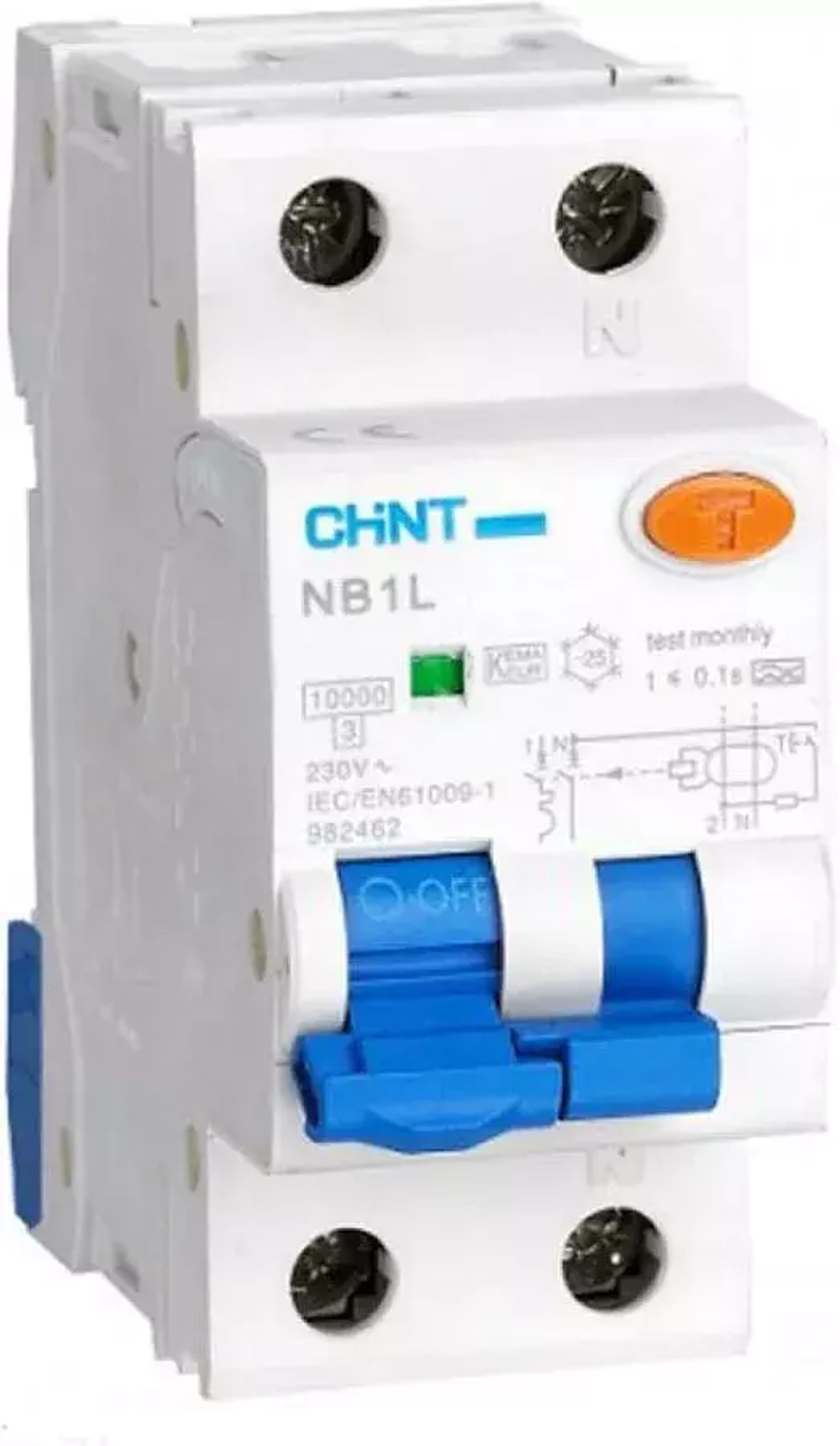 Диф. автомат NB1L 1P+N C10 30mA тип АС 10kA (36mm) (R) (CHINT)/ 203105