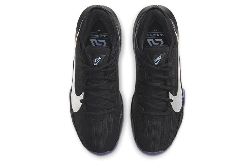 Nike Freak 2 EP round head lace-up fabric shock absorption, non-slip, wear-resistant wrapping, impact resistance, low-cut actual combat basketball shoes, men's black and purple