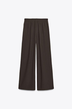 ZARA БРЮКИ WIDE LEG, КОРИЧНЕВЫЙ