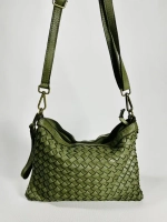 Женская сумка-клатч из натуральной кожи оливкового цвета