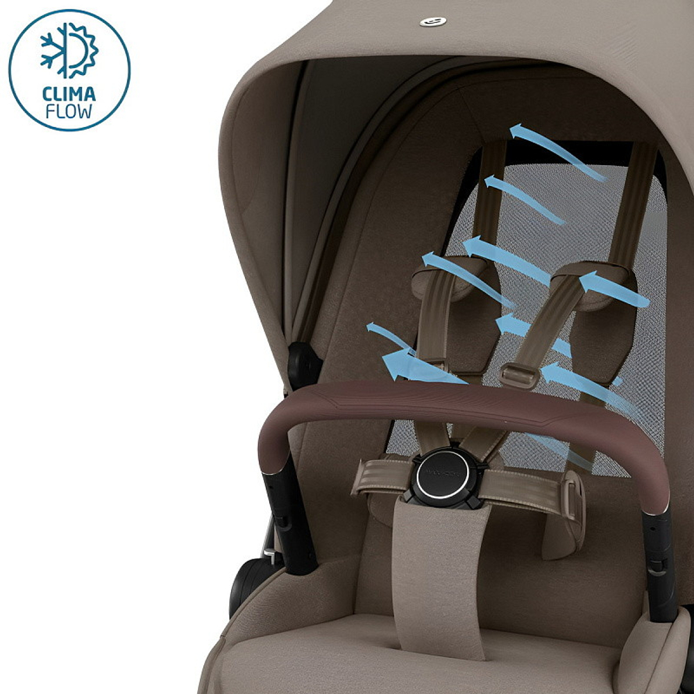 Детская коляска Maxi-Cosi Fame 3 в 1 с автокреслом CabrioFix Essential black Twillic Truffle/Трюфель(беж)
