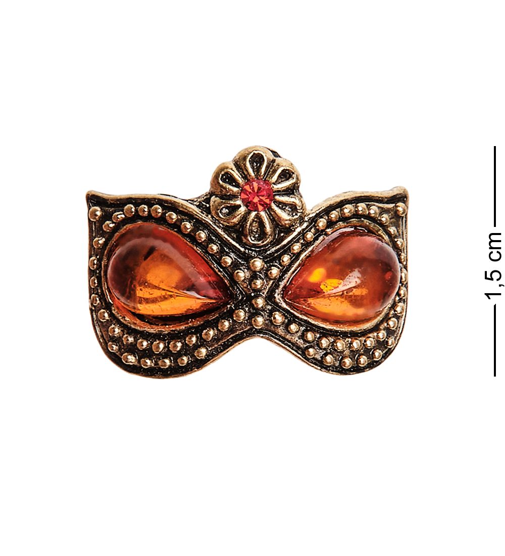 AM-2677 Кольцо «Маска Карнавал» (латунь, янтарь)