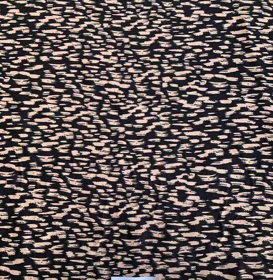 Штапель принт штрихи бежевые на черном BST3450D4C1