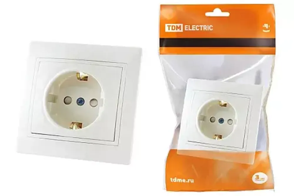 Розетка 1-местная  "Таймыр" TDM СП с/з белый