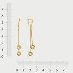 Длинные серьги для женщин из желтого золота 585 пробы с фианитами (арт. 001612-4100)