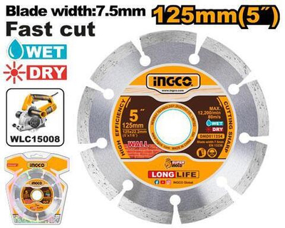 Диск алмазный сегментный 125х7.5х2,0х22мм INGCO DMD011254 INDUSTRIAL