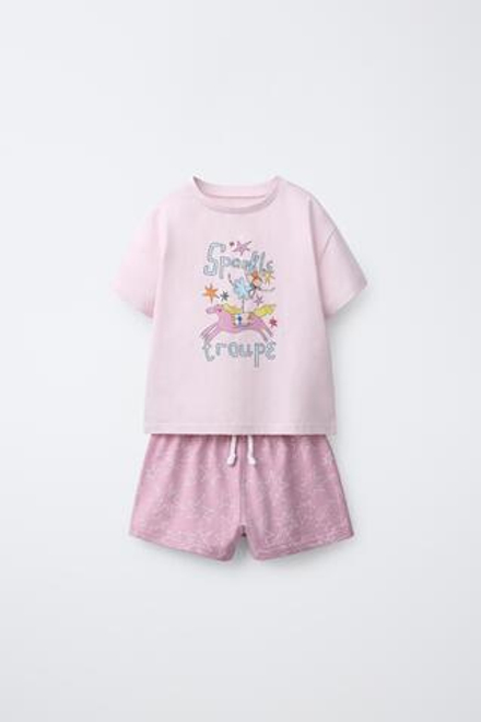 ZARA ПИЖАМА С ПРИНТОМ «БАЛЕРИНА ЦИРКА», РОЗОВЫЙ