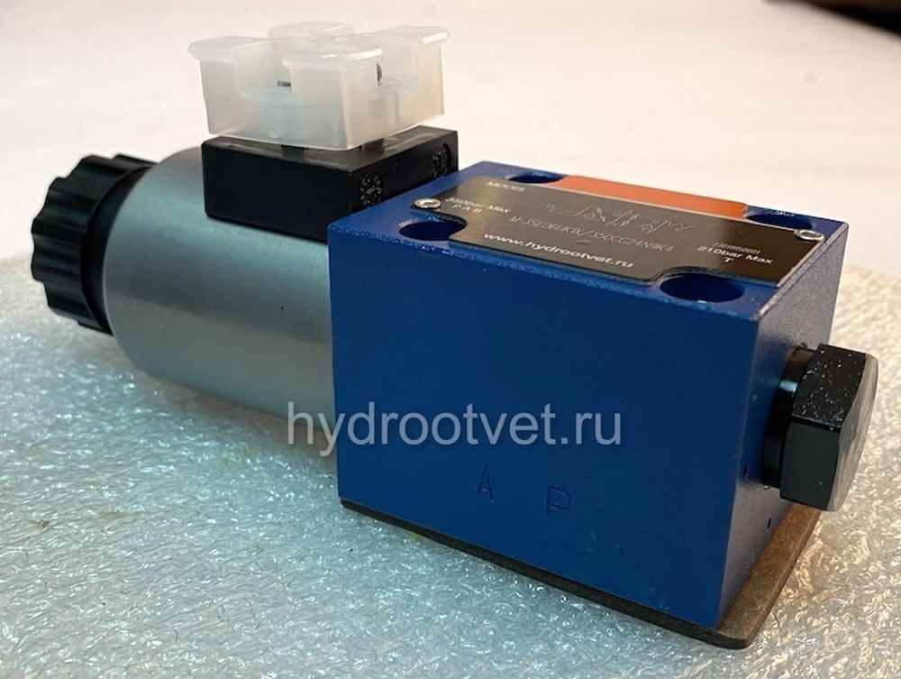 M-4SED6D1X/350CG24N9K4/P - Гидрораспределитель седельного типа Ду 6 с электроуправлением (на 350 бар), схема D, обратный клапан - P = встроенный, уплотнение NBR