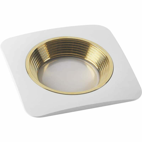 DLS-V102 GU5.3 WHITE+GOLD Светильник декоративный встраиваемый ТМ Fametto, серия Vernissage. Квадратный. Без лампы, цоколь GU5.3. Металл, цвет бел