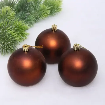 Новогодние шары 8 см (набор 3 шт) «Матовый», шоколад