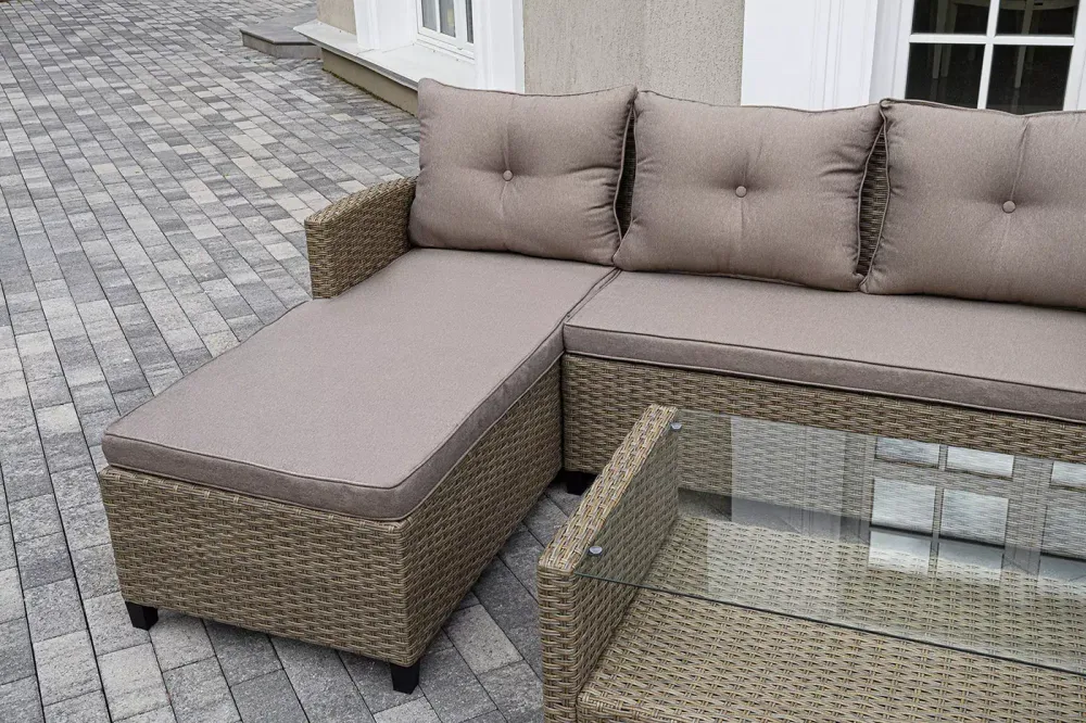 "Атланта" лаунж-зона из искусственного ротанга, цвет соломенный