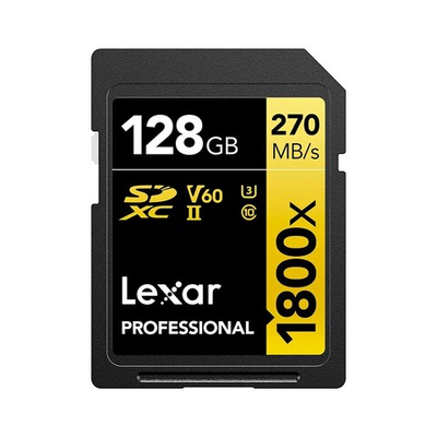 Карта памяти Lexar Professional 1800x Gold SDXC 128GB UHS-II U3 V60, R/W 280/210 МБ/с