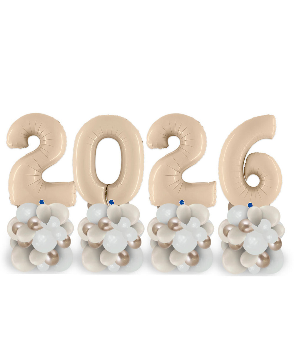 Стойки из цифр "2026 в нежно-бежевом цвете" 102 см 4 шт