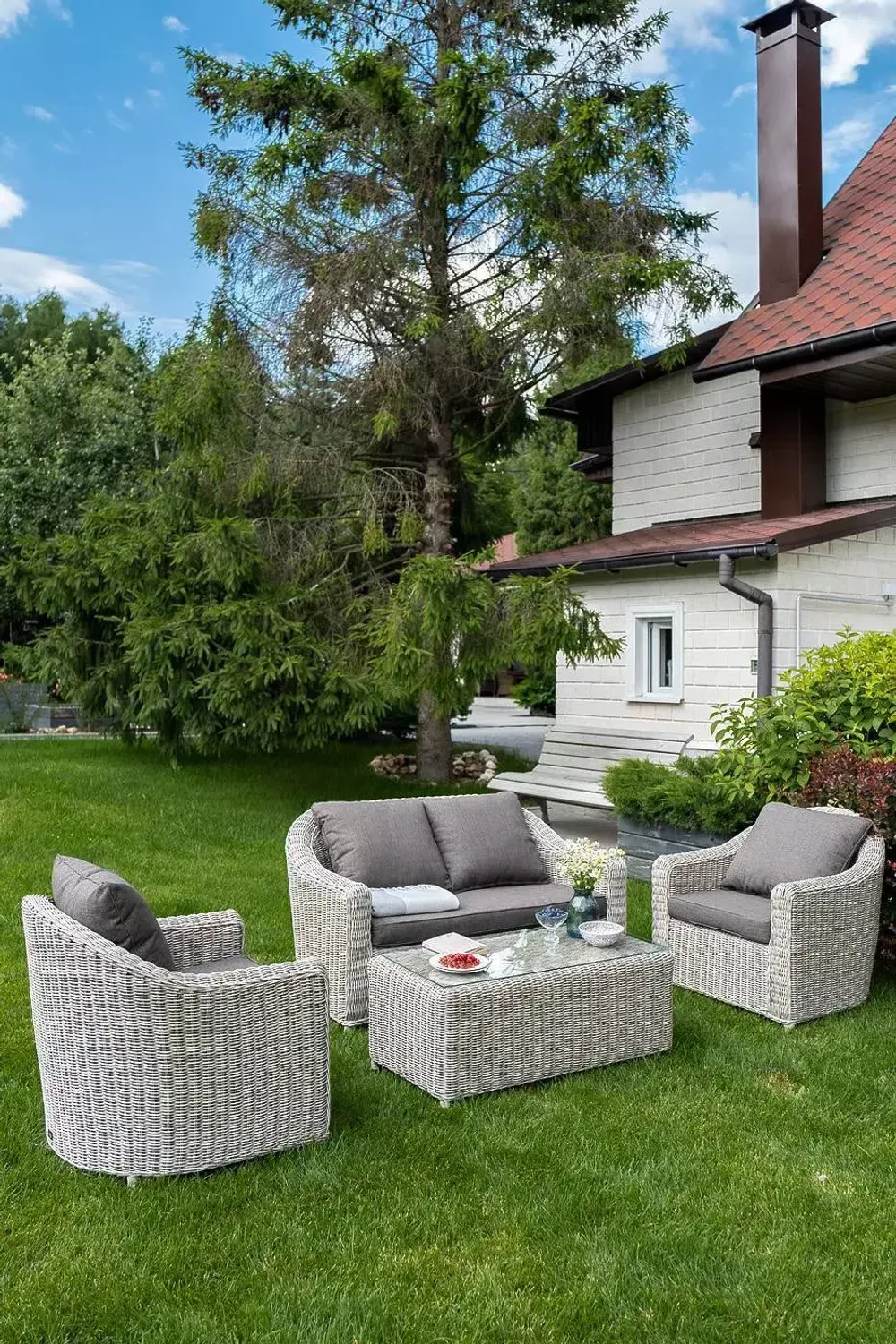 "Кон Панна" диван из искусственного ротанга двухместный, цвет бежевый