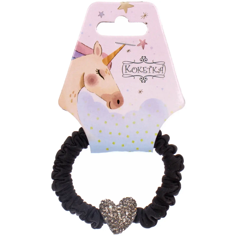 Резинка для волос 1шт «Франка», цвет коричневый, сердце графит, d-5,5см