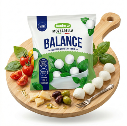 Сыр Моцарелла Balance MINI в рассоле 30% 100г с заливкой 250г Bonfesto, Беларусь