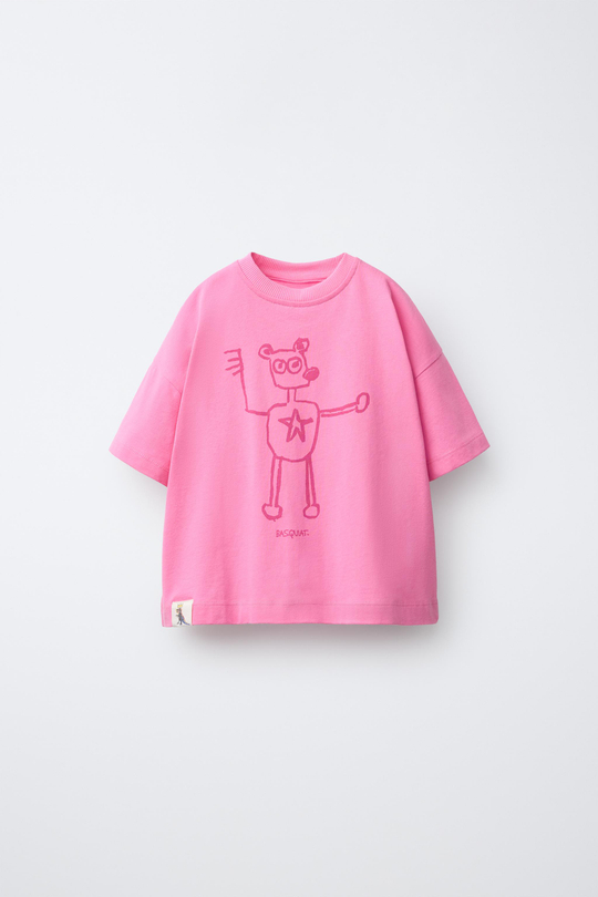 ZARA ФУТБОЛКА BASQUIAT®, РОЗОВЫЙ
