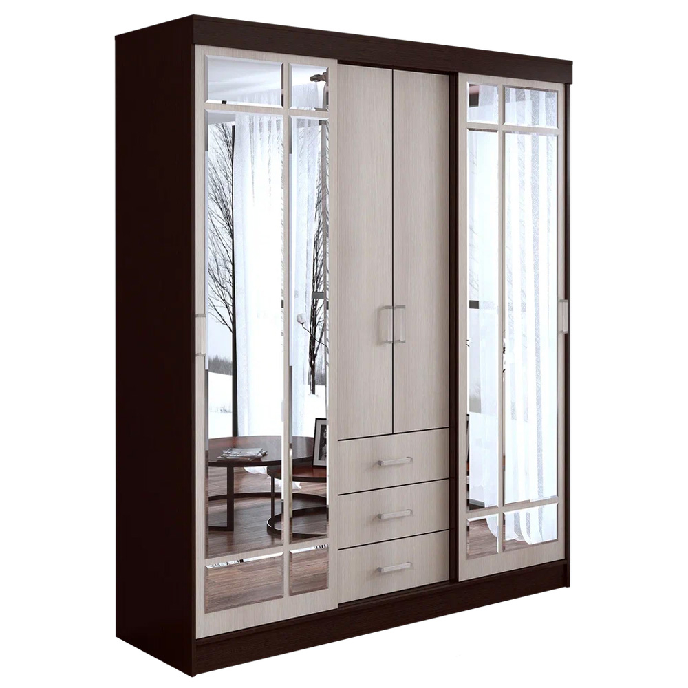 Шкаф-купе комбинированный Маэстро, Венге, Лоредо