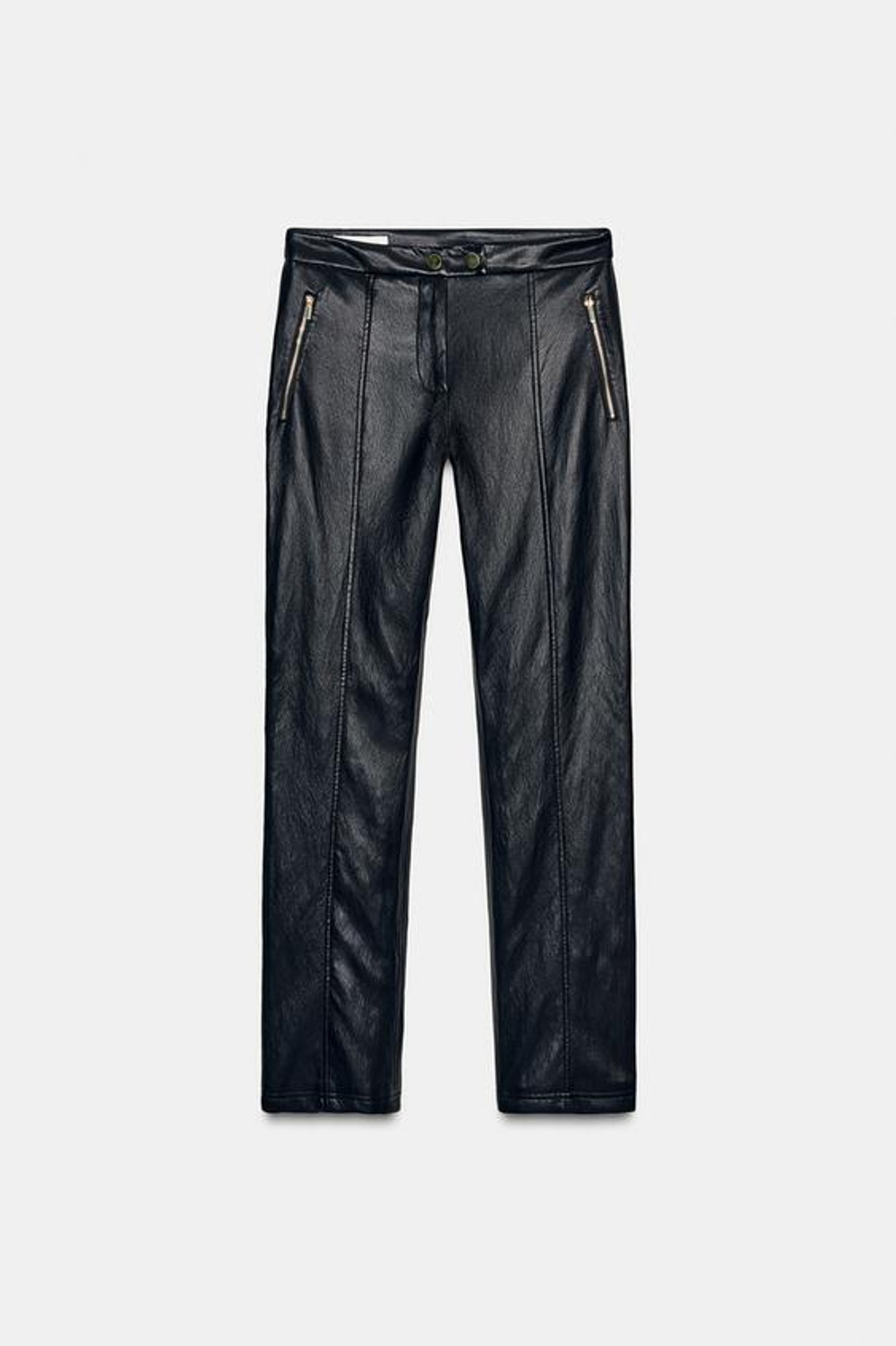 ZARA БРЮКИ FLARE ИЗ ИСКУССТВЕННОЙ КОЖИ, ЧЕРНЫЙ