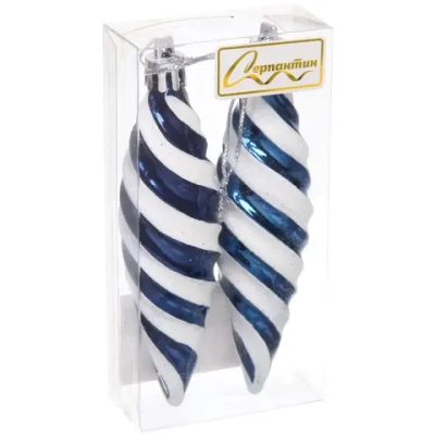 Ёлочные игрушки «Таинственное очарование» Сосульки 10 см (набор 2шт), сапфир