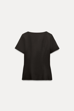 ZARA ТОП С КВАДРАТНЫМ ВЫРЕЗОМ, ТЕМНО-КОРИЧНЕВЫЙ