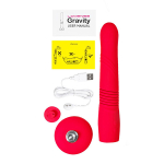 Красный фрикционный вибратор 25,9см со съемной присоской и управлением через приложение Lovense Gravity Thrusting Vibrating Dildo Red LE-26