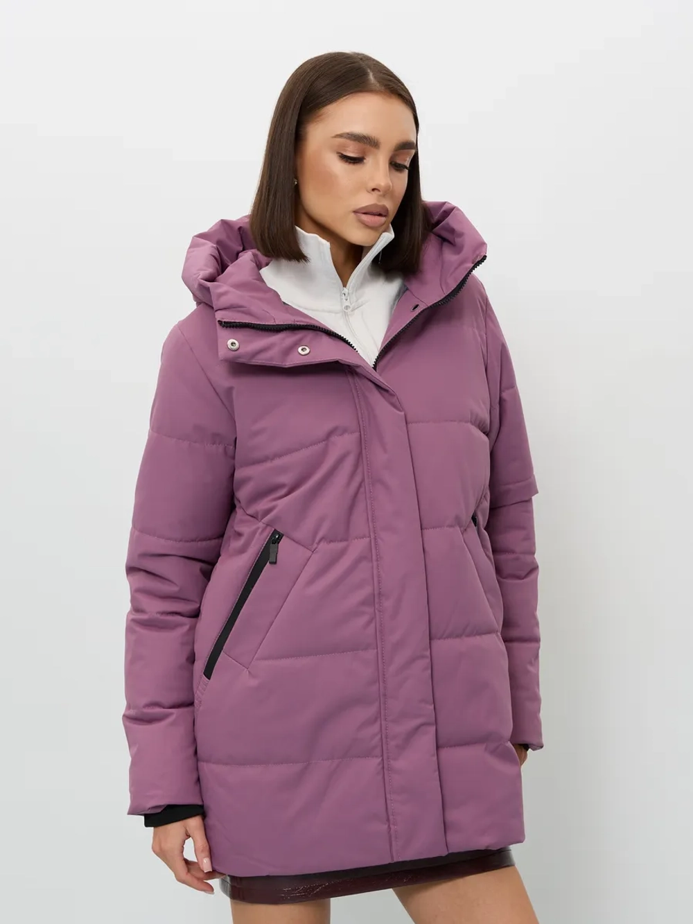 Куртка весенняя удлиненная с капюшоном