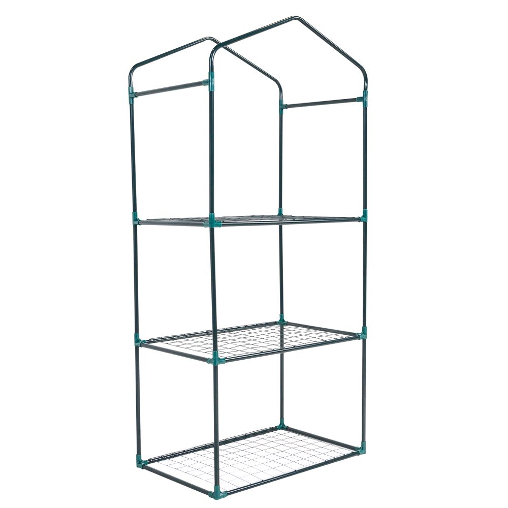 UGH-R10 H125 GREEN-WHITE Парник-стеллаж для рассады. 3 полки. 60x40x125см. Металлическая труба в ПВХ. цвет зеленый. Тент из армированного полиэтилена 135г-м2. цвет сетки белый. TM ФитоЛето