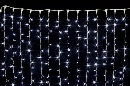 Светодиодный занавес с мерцающим диодом 2*3 м., 420 холодных белых LED ламп, белый провод, Winner Light (w.03.6W.420+)