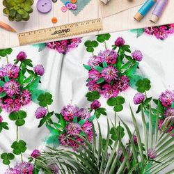 Ткань дюспо клевер на белом