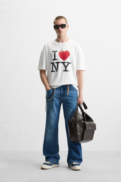 ZARA ФУТБОЛКА I LOVE NEW YORK ®, ЖЕЛТОВАТО-БЕЛЫЙ