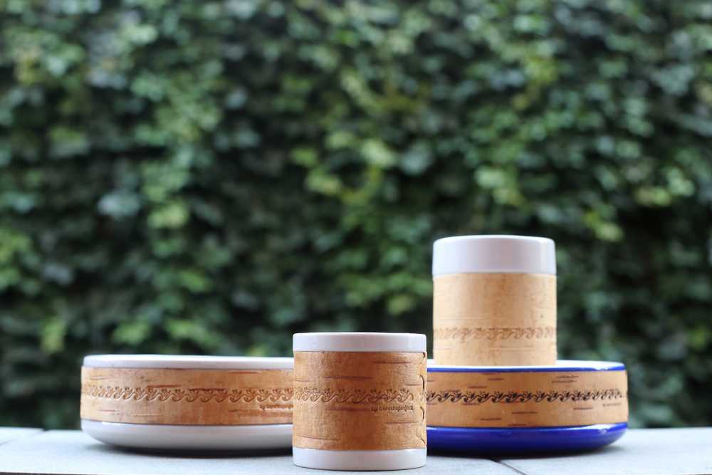 Малая фарфоровая пиала или миска для завтрака с берестой. Коллекция Лермонтовская или Тарханская.