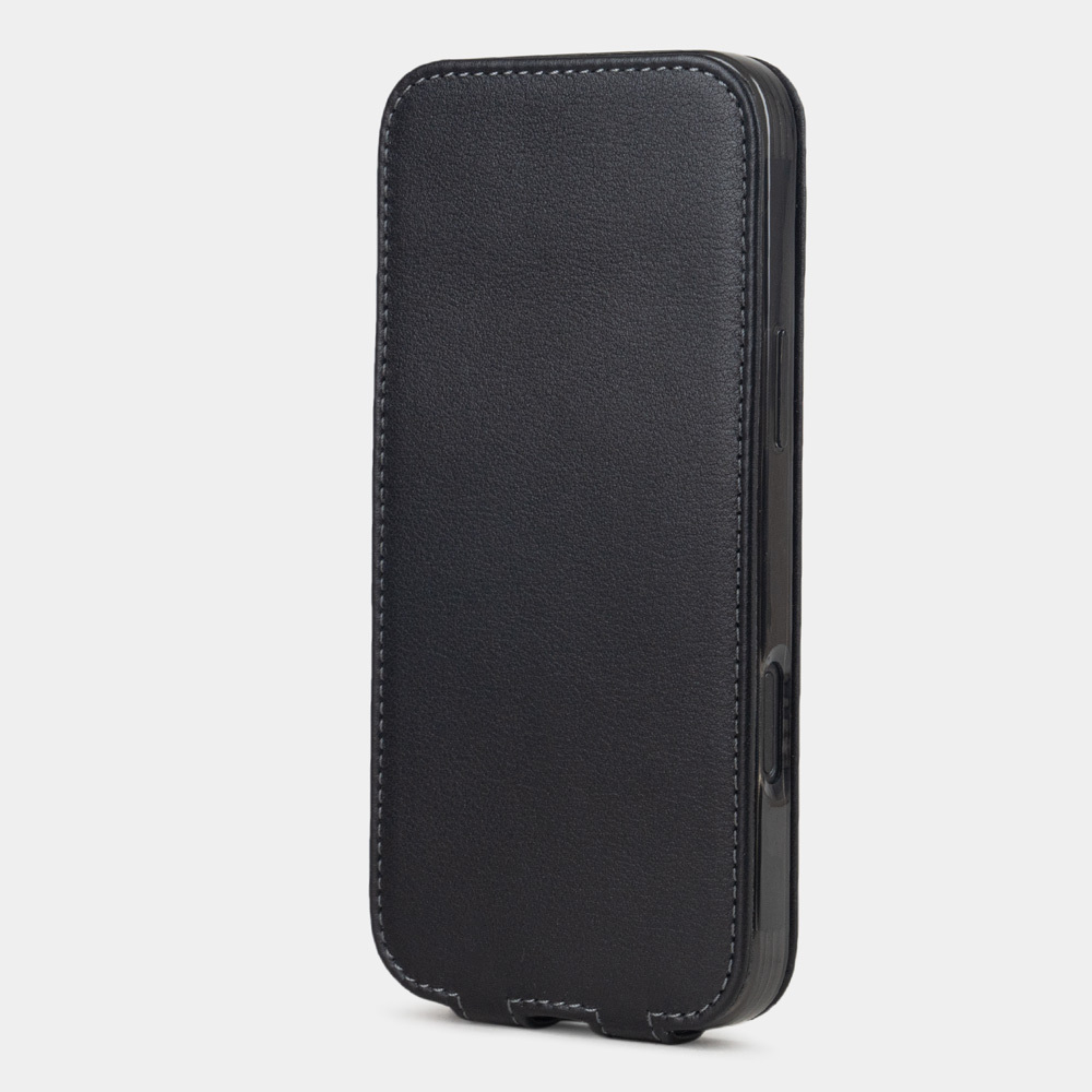 Кожаный чехол для iPhone 16 Pro Max, теленок черного цвета