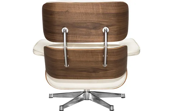 Кресло с оттоманкой Eames Lounge, Premium U.S. version, кремовая кожа, орех
