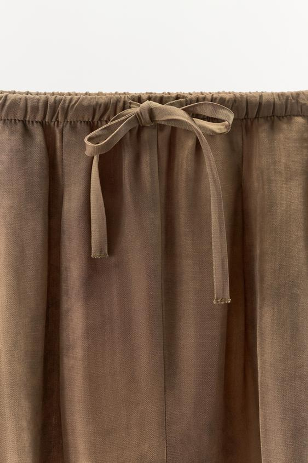 ZARA БРЮКИ ОБЪЕМНОГО КРОЯ С ПРИНТОМ, КОРИЧНЕВЫЙ