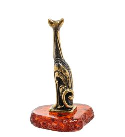 Народные промыслы AM-1923 Фигурка «Кошка» (латунь, янтарь