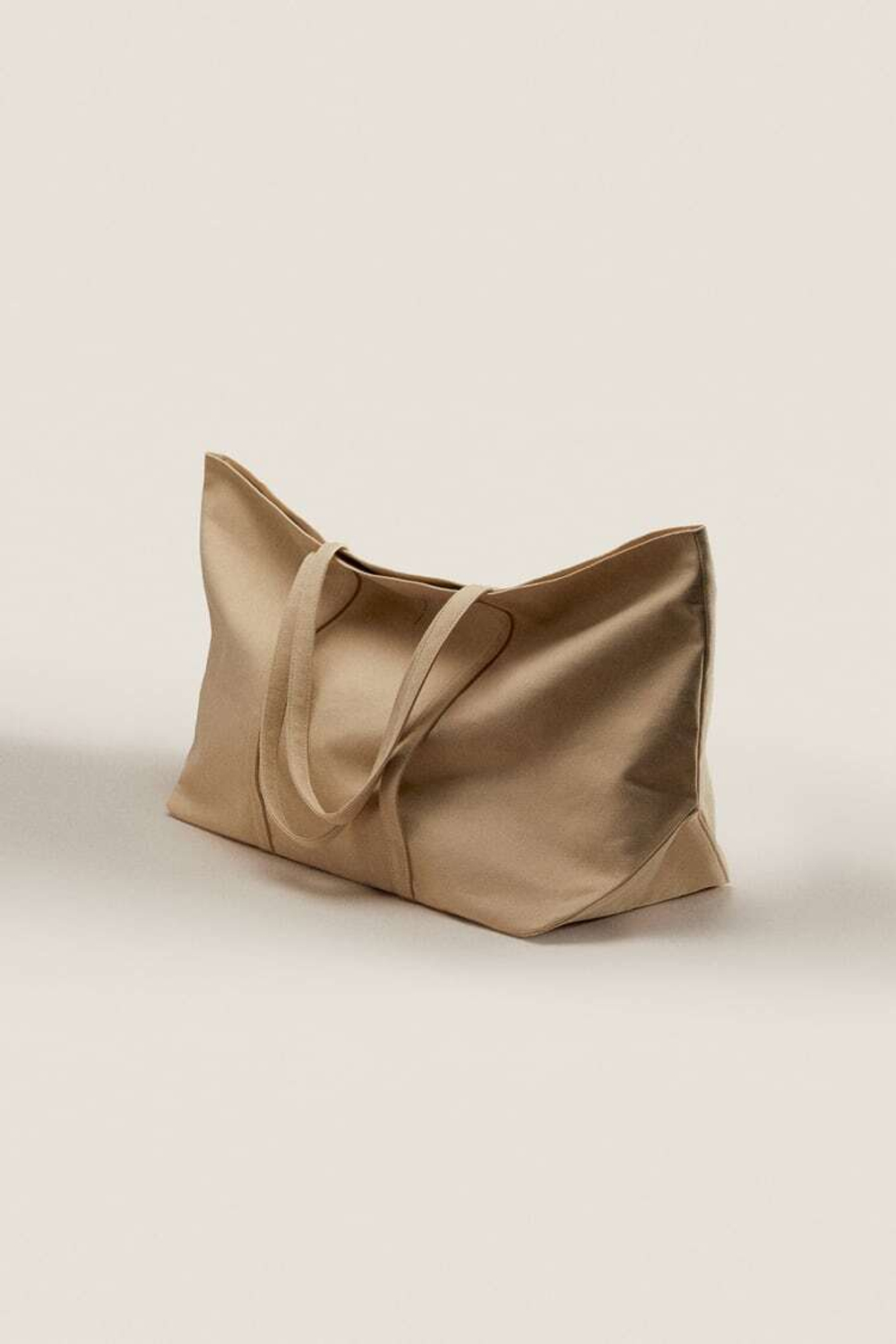 ZARA HOME БОЛЬШАЯ ТКАНЕВАЯ СУМКА-ТОУТ,  КОРИЧНЕВЫЙ