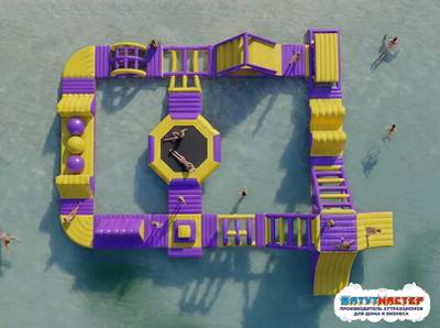 Коммерческий надувной аквапарк на воде «Фиолетовое лето» 25×15×5 м