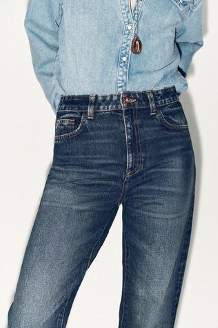 ZARA ДЖИНСЫ Z.05 MOM FIT RIGID С ВЫСОКОЙ ПОСАДКОЙ, СИНИЙ