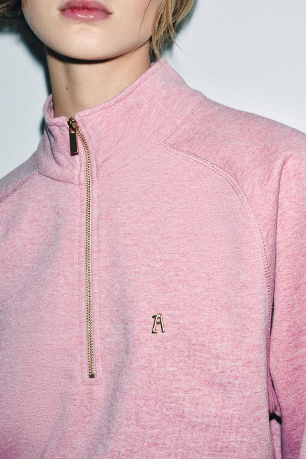 ZARA ТОЛСТОВКА НА МОЛНИИ ZA, РОЗОВЫЙ МЕЛАНЖ