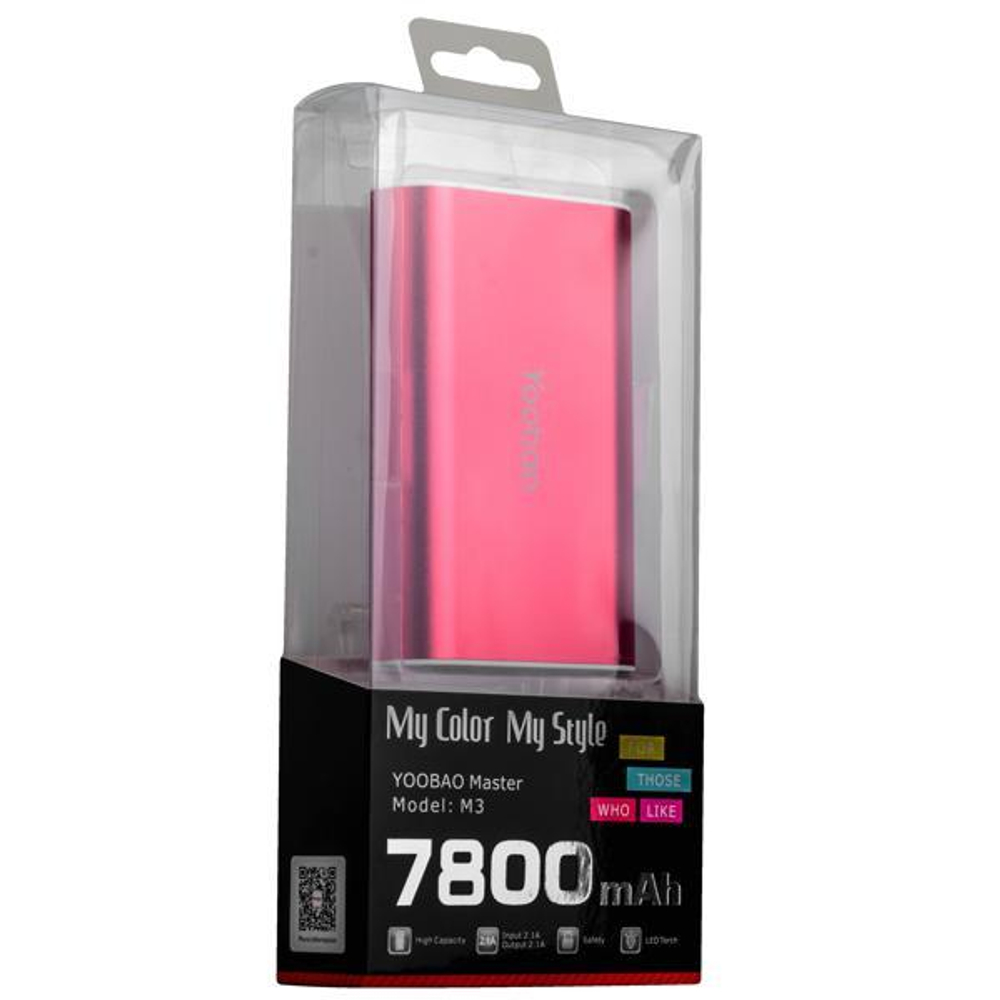 Аккумулятор внешний универсальный Yoobao Power Bank Master M3 (USB выход: 5V 2.1A) Red 7800 mAh ORIGINAL