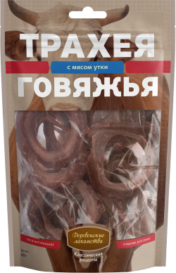 Деревенские лакомства для собак "Трахея говяжья с мясом утки" - 50 гр